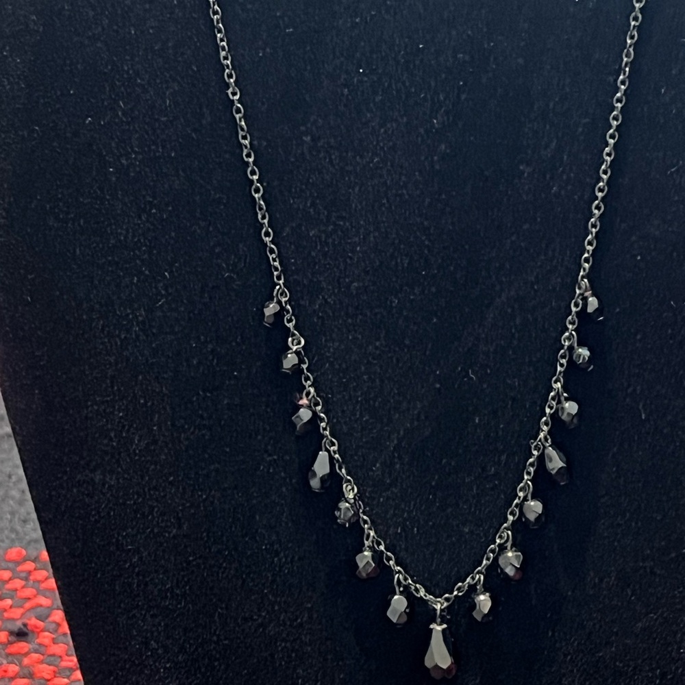 Liz Claiborne Black Necklace with Sparkling Crystal Elements
